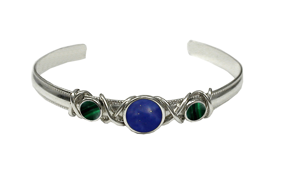 Sterling Silver Hand Made Cuff Bracelet With Lapis